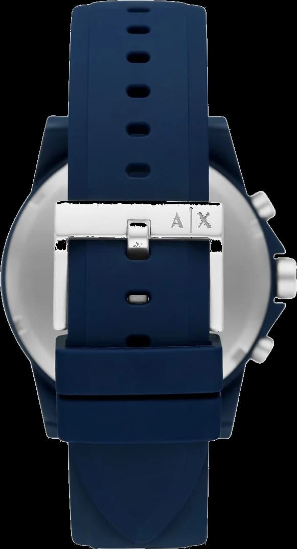 Gros plan sur le cadran bleu de la Armani Exchange AX7128