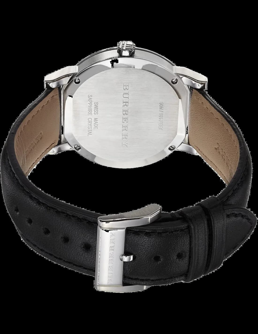 Burberry BU9009 Round Black Leather Strap Men's Watch vue 3
