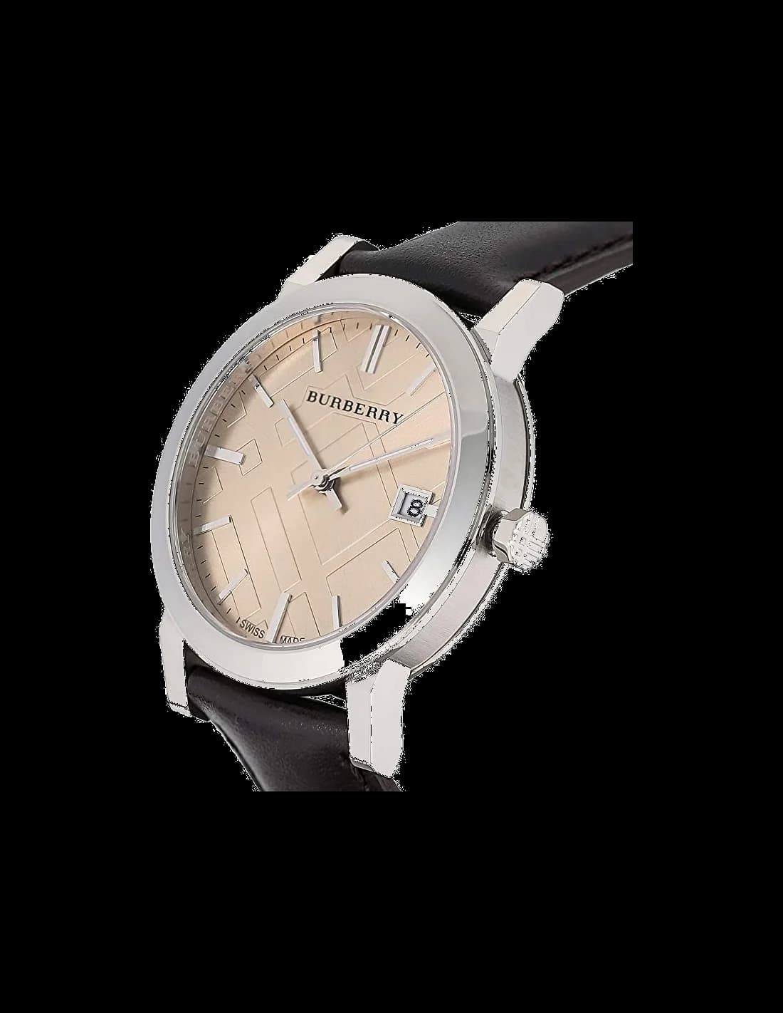 Gros plan sur le cadran beige de la Burberry BU9011
