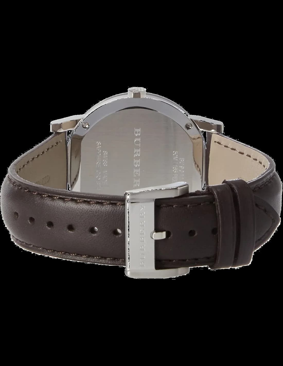 Burberry BU9011 Brown Leather Strap Watch with Engraved Pattern Dial vue 4