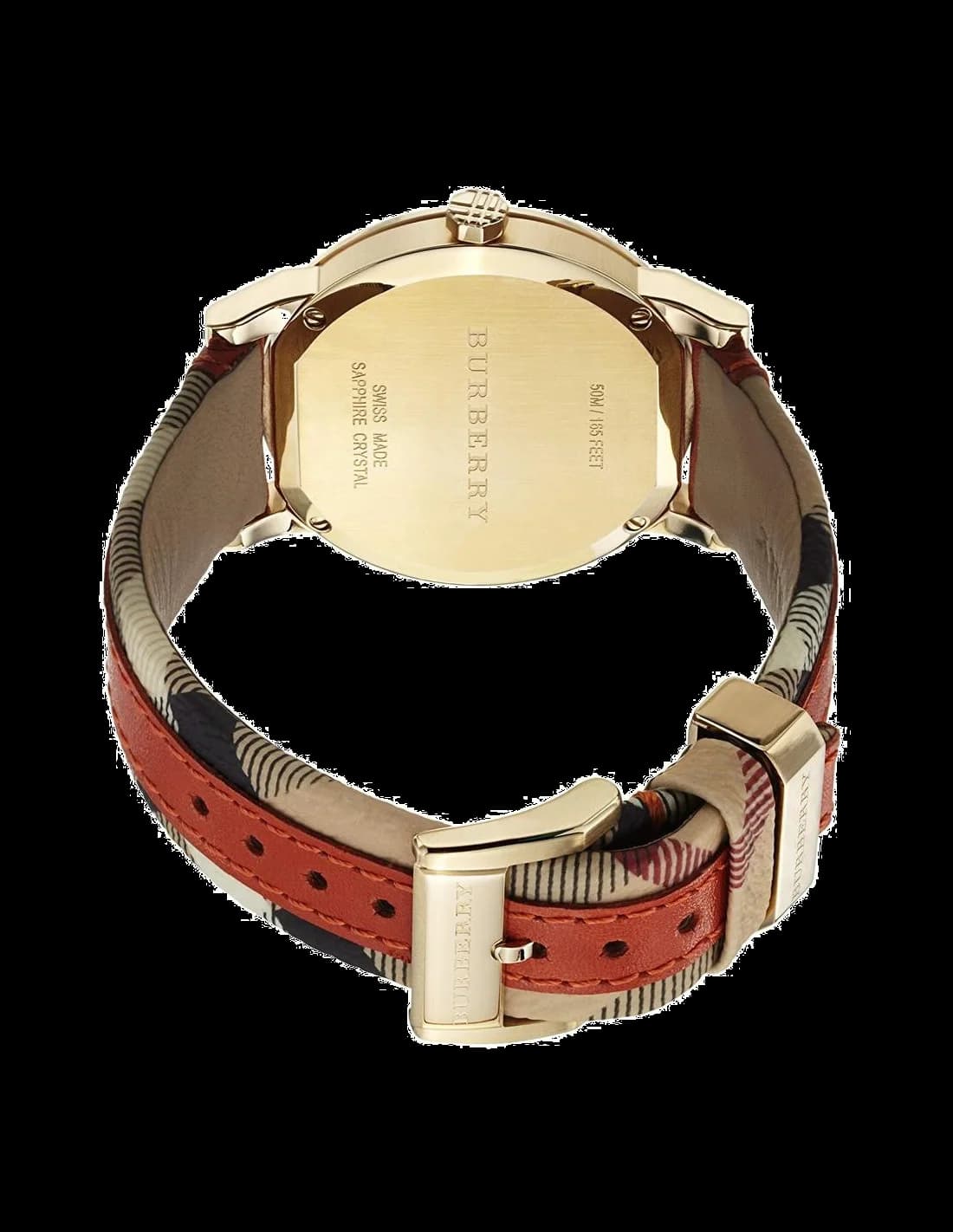 Burberry BU9016 Large Check Orange Leather Strap Men's Watch vue 3