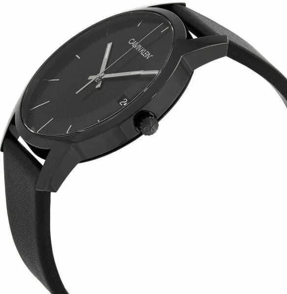 Calvin Klein K2G2G4C1 City Black Dial and Leather Strap Men's Watch vue 3