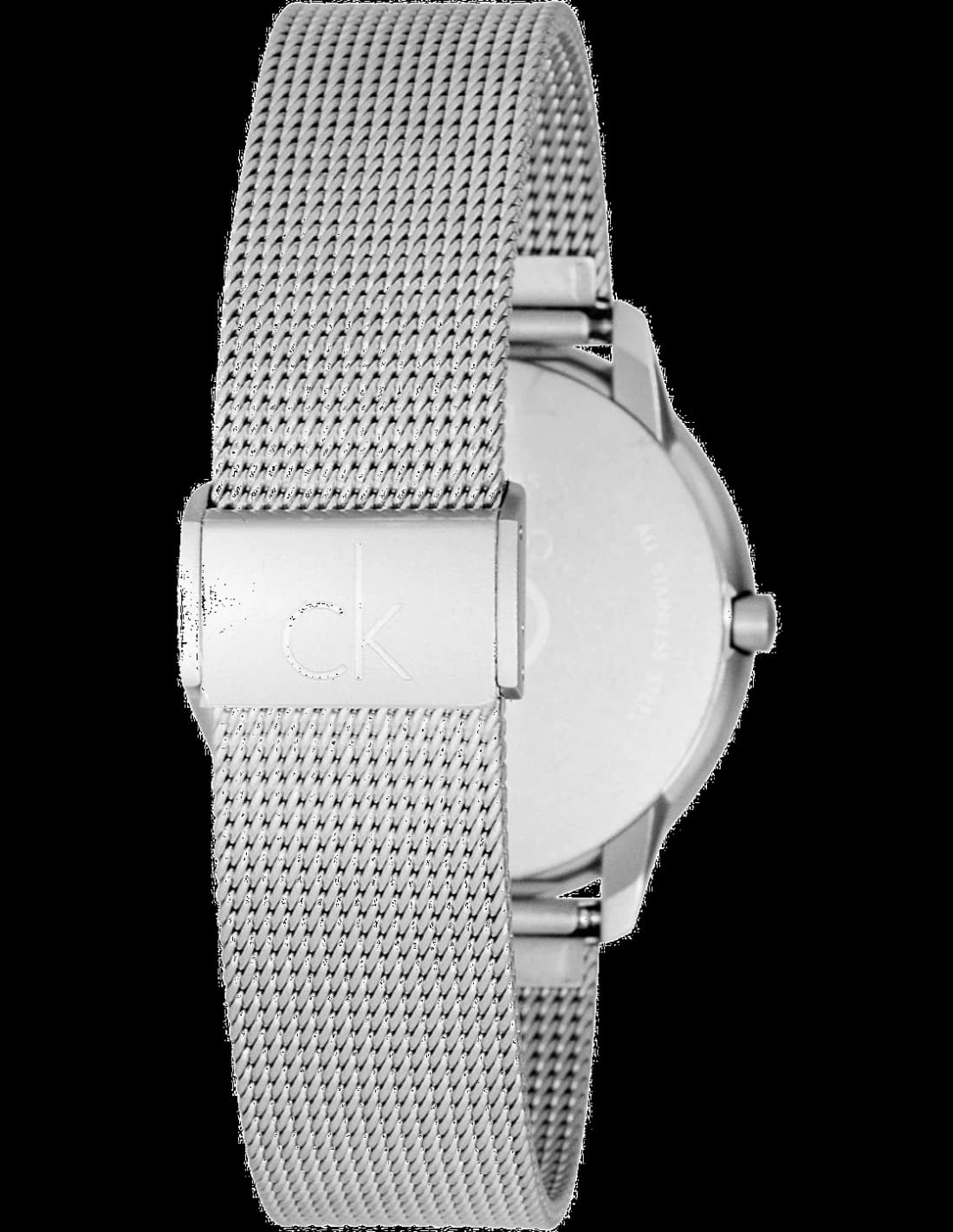 Gros plan sur le cadran argent de la Calvin Klein K3M221Y6