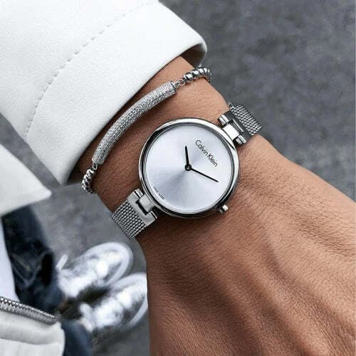 Calvin Klein K8G23126 Silver Milanese Mesh Swiss Made Women's Watch vue 6