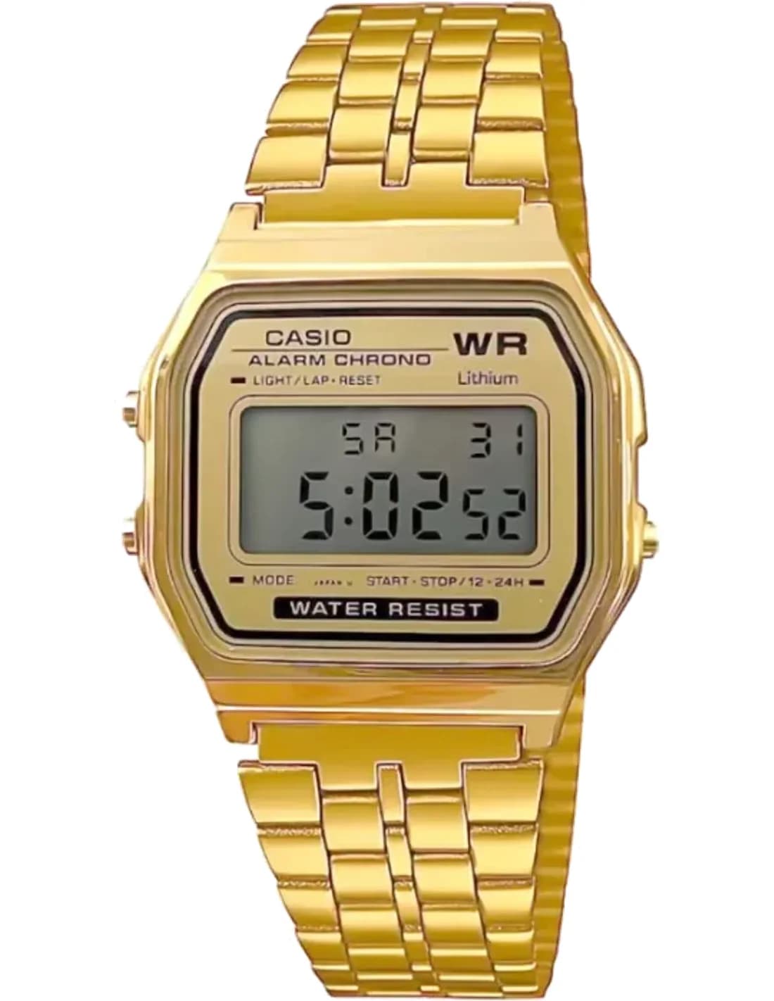 Montre Casio A158WETG-9A unisexe cadran or bracelet acier