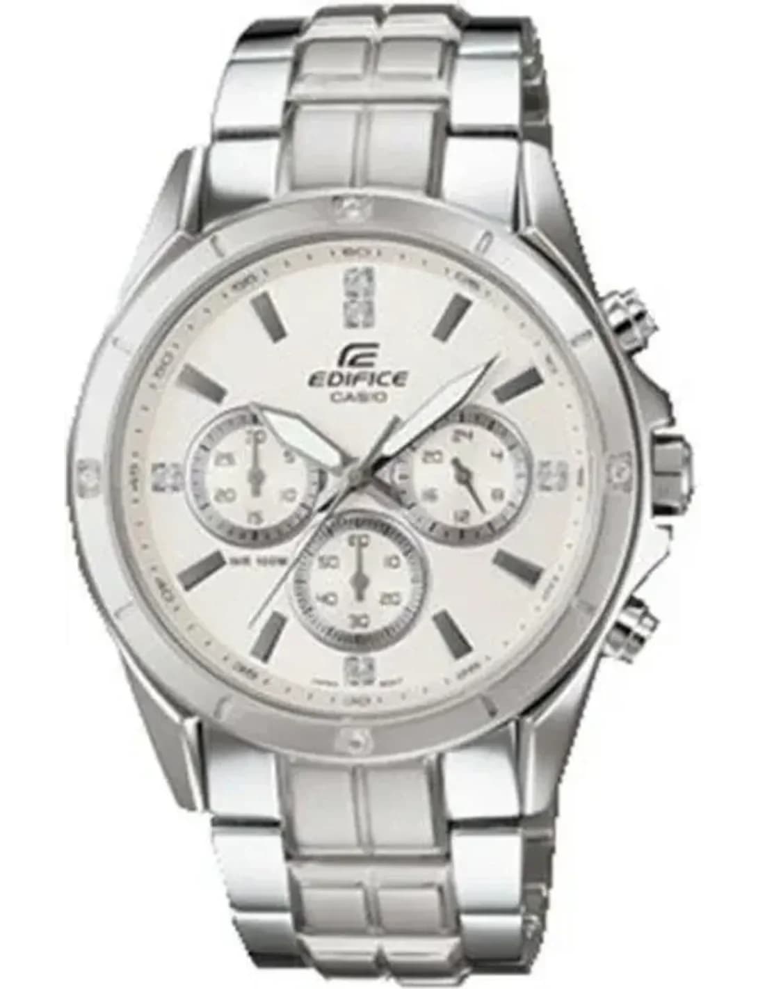 Casio EF-544D-7AVEF vue de côté, bracelet acier