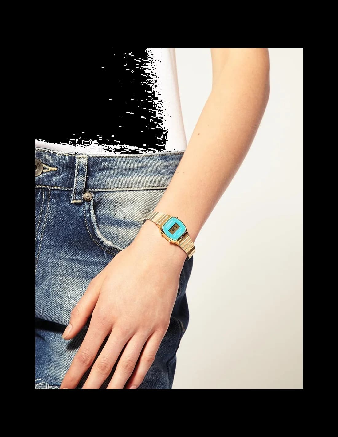 Montre Casio LA670WEGA-2EF Acier Doré et Cadran Turquoise vue 3