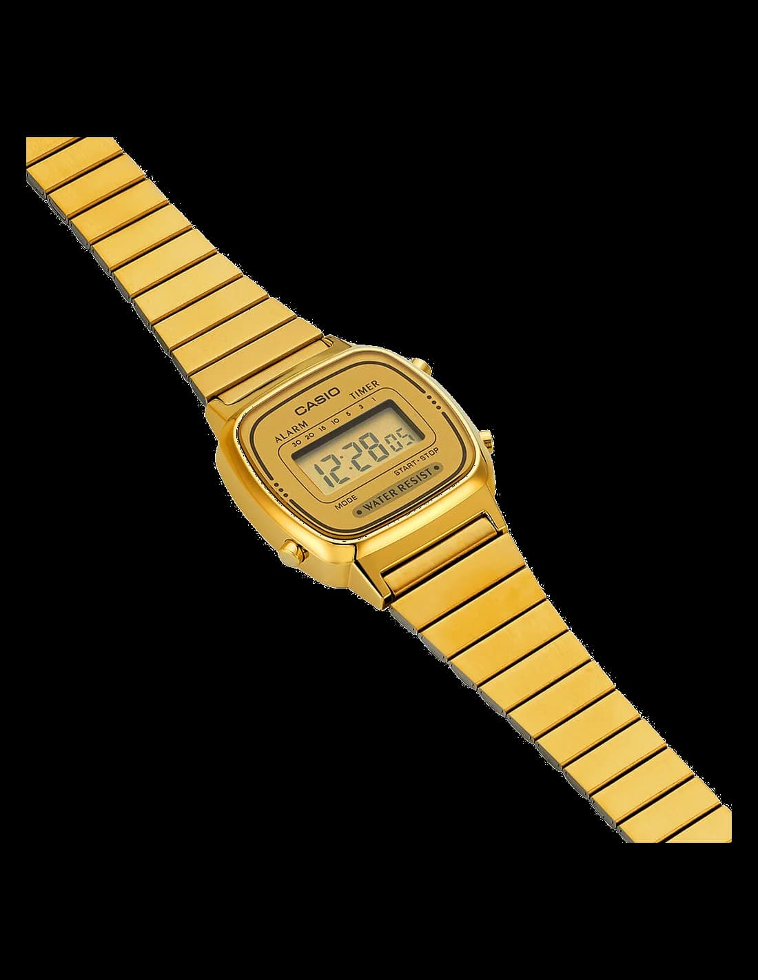 Gros plan sur le cadran or de la Casio LA670WEGA-9EF