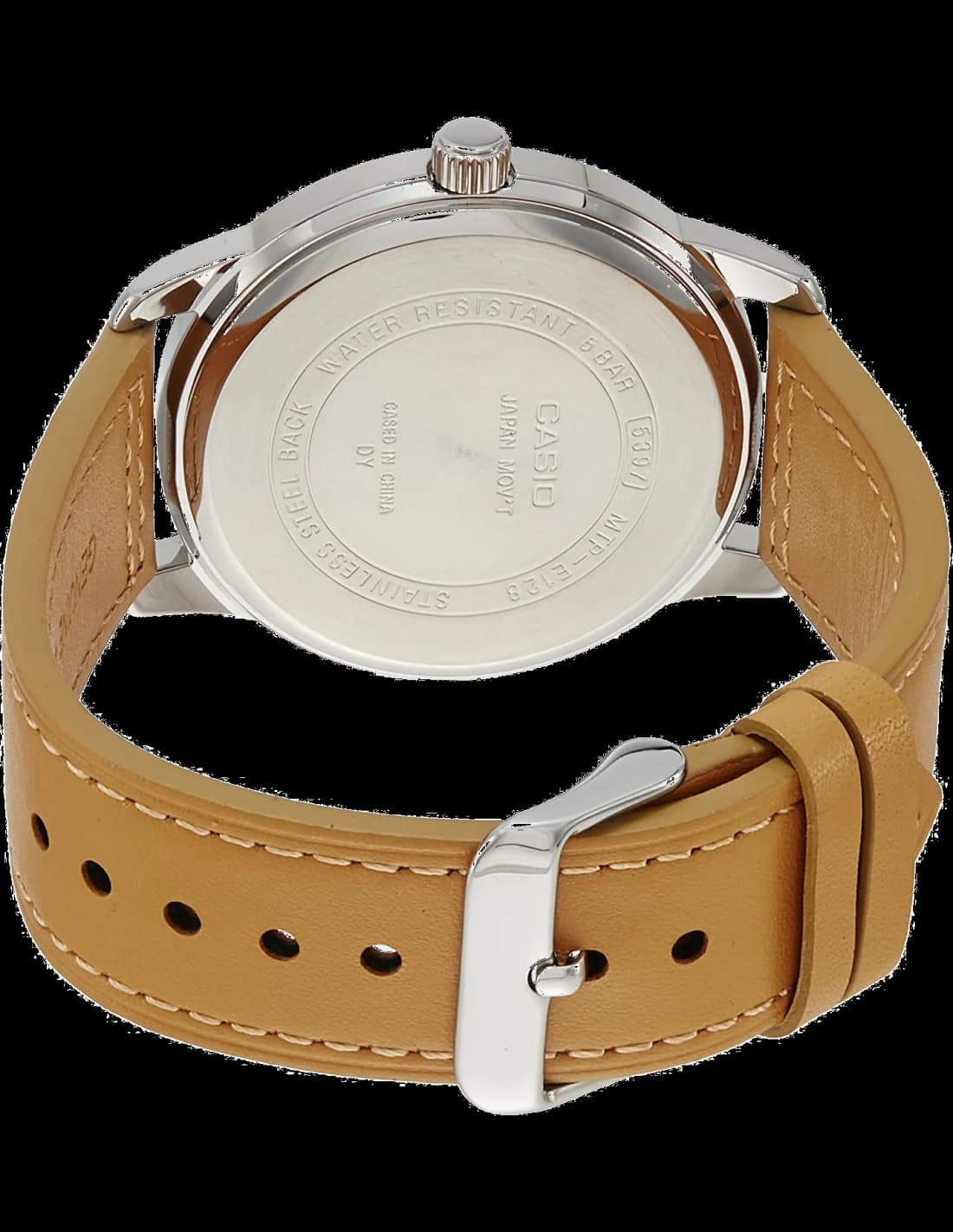 Casio MTP-E128L-2A2V Blue Dial and Brown Leather Strap Watch vue 3