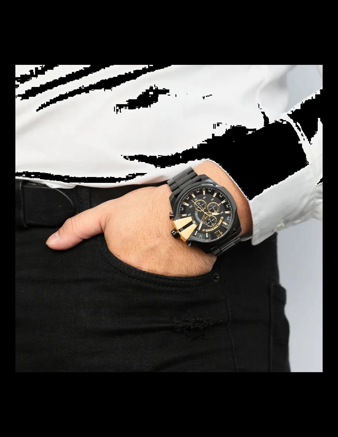 Montre Homme Diesel Mega Chief DZ4338 en acier noir vue 5