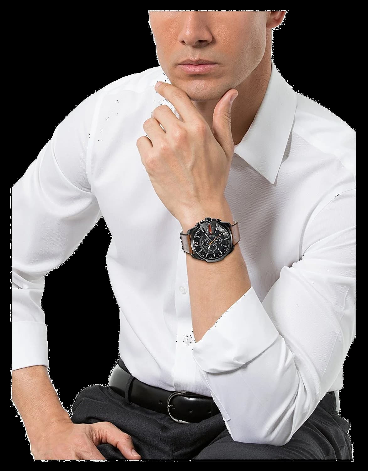 Diesel DZ4343 Brown Leather Strap and Robust Steel Case Watch vue 6