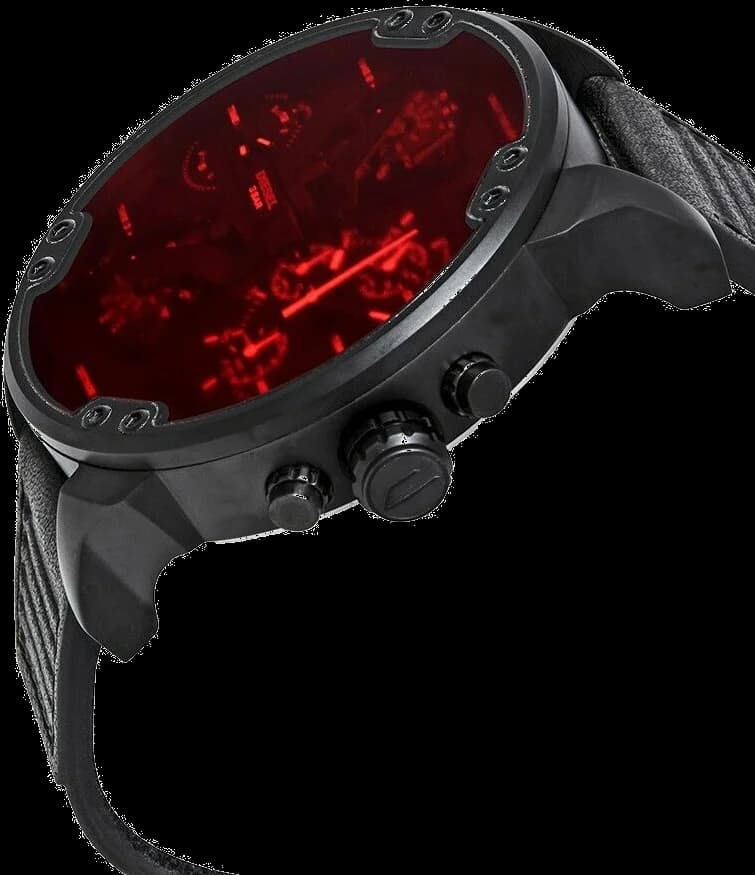 Diesel DZ7402 Mr Daddy 2.0 Black Leather Strap Watch vue 3