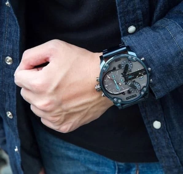 Diesel Mr Daddy 2.0 DZ7414 Blue Steel Chronograph XXL Men's Watch vue 6