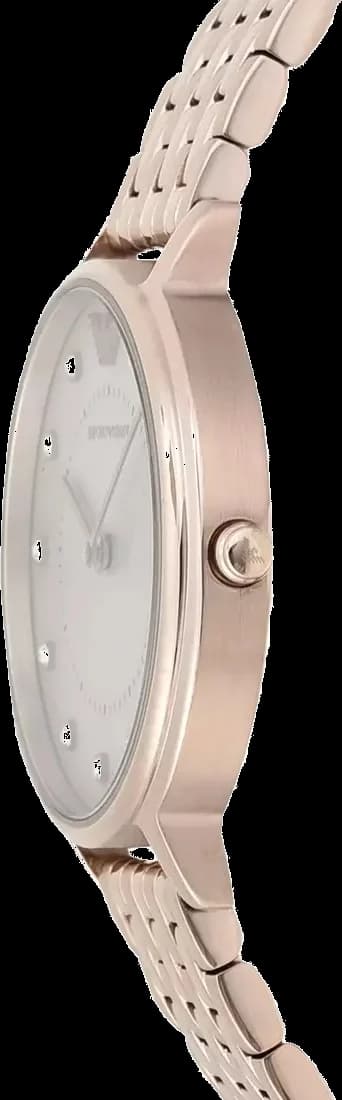 Gros plan sur le cadran or rose de la Emporio Armani AR11062