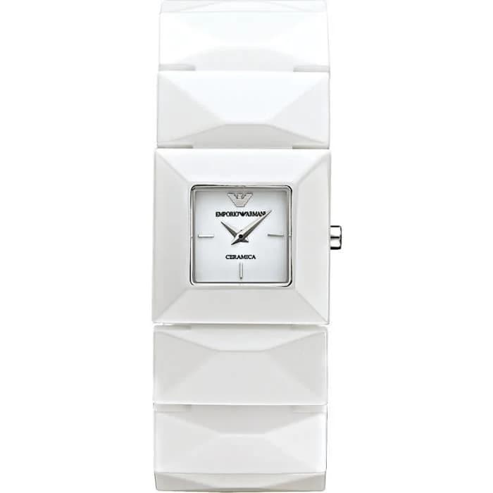 Emporio Armani AR1436 montre femme, Cadran blanc sur bracelet céramique blanche