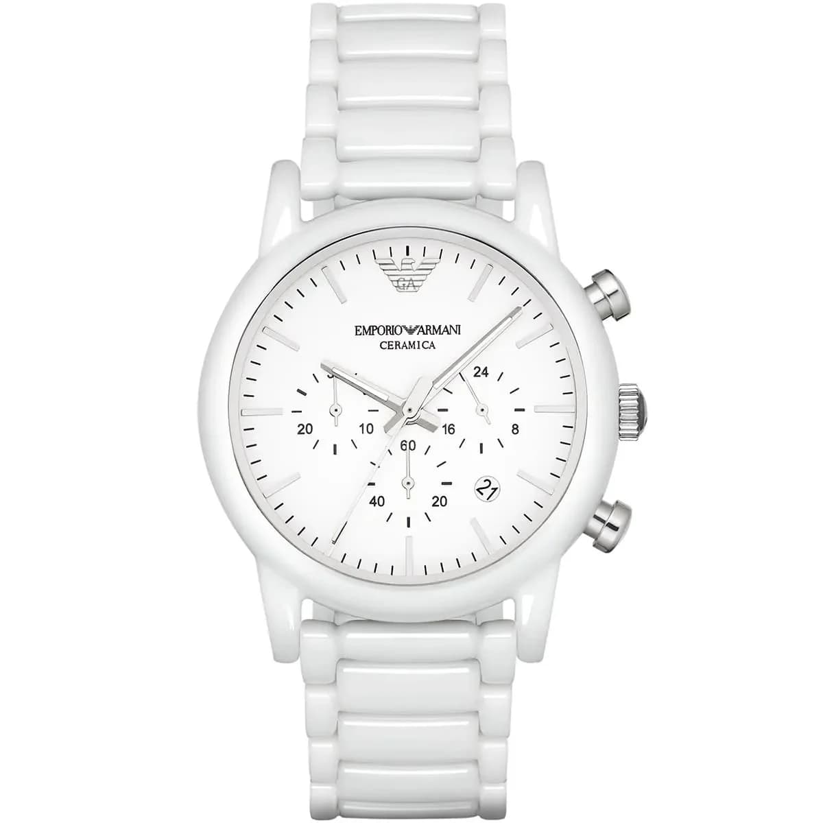 Montre Emporio Armani AR1499 unisexe cadran blanc bracelet céramique