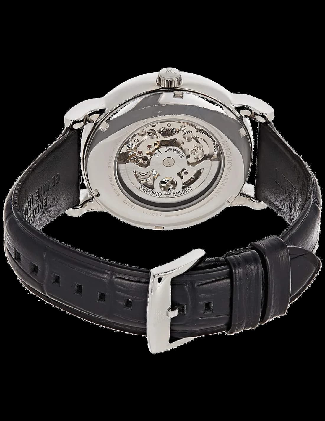 Montre Emporio Armani AR1981 Squelette Automatique en Acier et Cuir vue 4