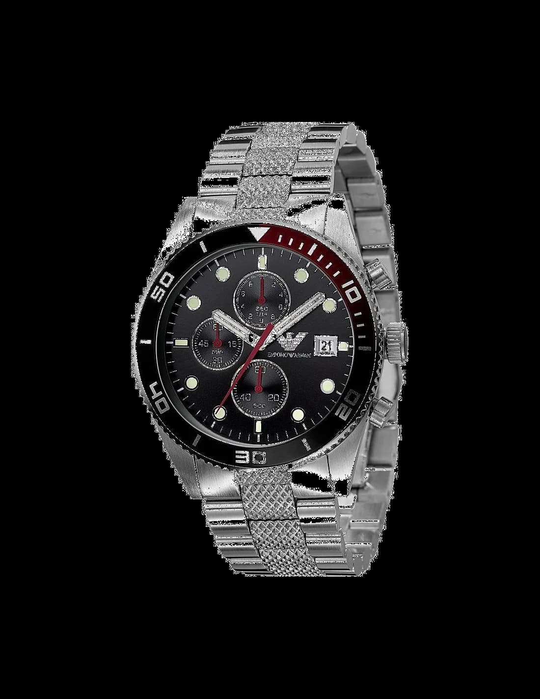 Emporio Armani AR5855 Sportivo Silver Steel Chronograph Watch vue 2