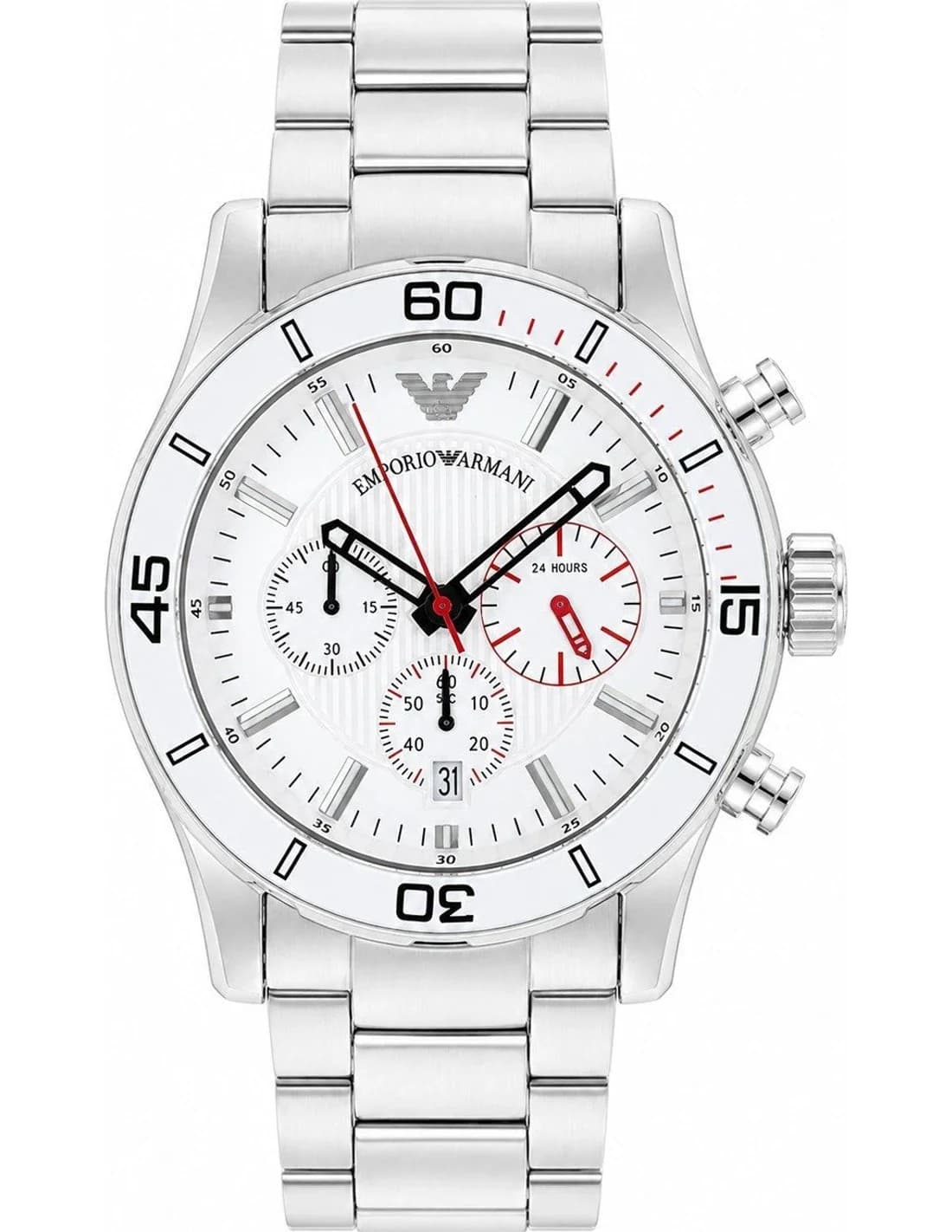 Montre Emporio Armani AR5932 homme cadran blanc bracelet acier