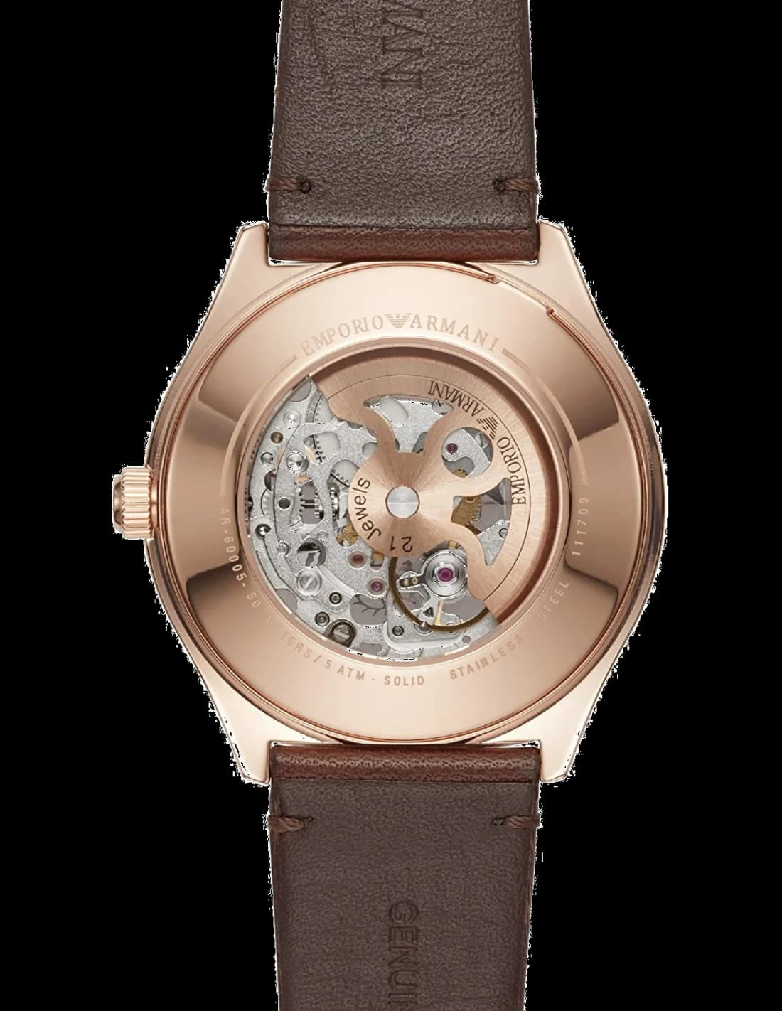 Emporio Armani AR60005 côté fond de boîtier or rose