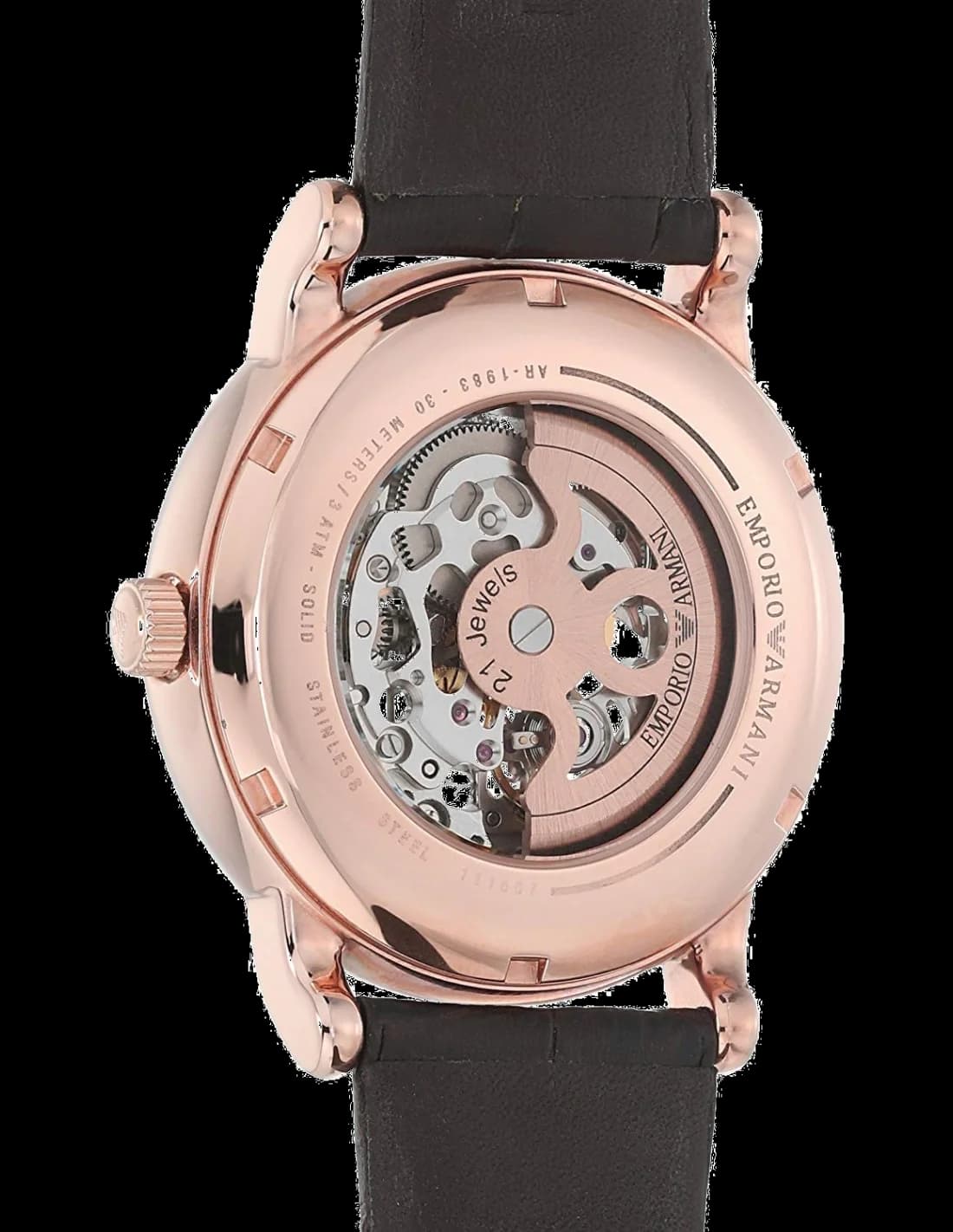 Emporio Armani AR60007 Meccanico Skeleton Automatic Leather Men's Watch vue 3