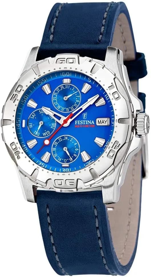 Festina F16243/D montre homme, cadran bleu, multifonction, acier