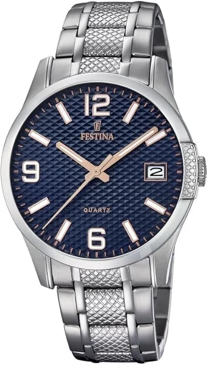 Festina F16981/2 montre homme, cadran bleu et bracelet acier