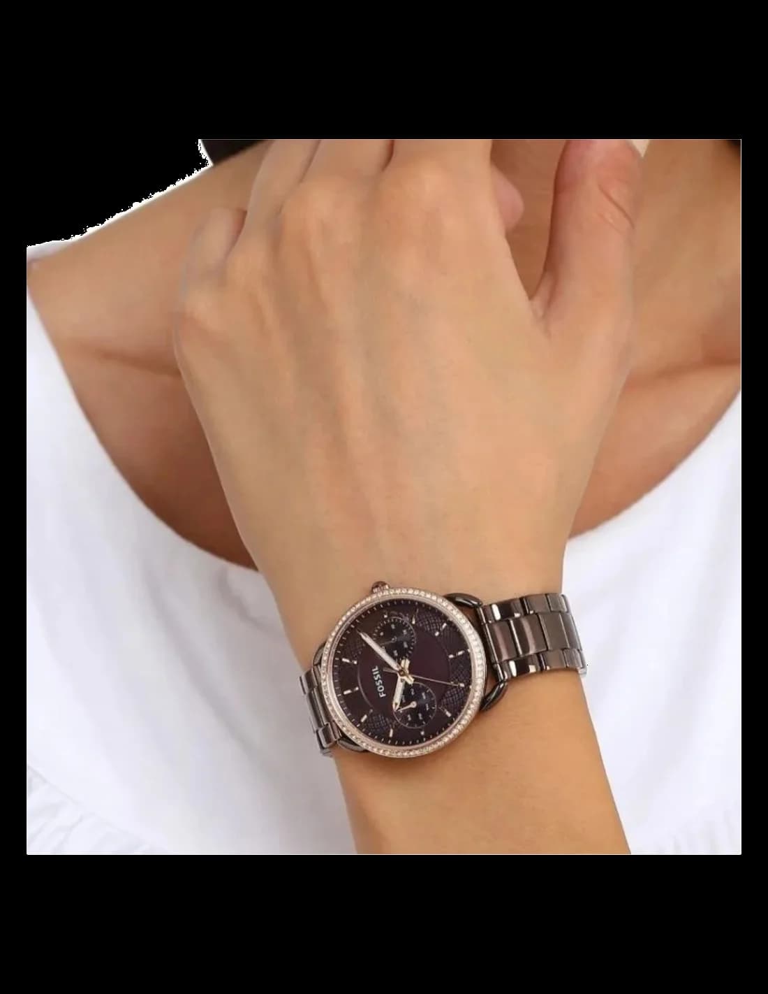 Montre Fossil ES4258 en Acier Inoxydable Brun et Brillants vue 4