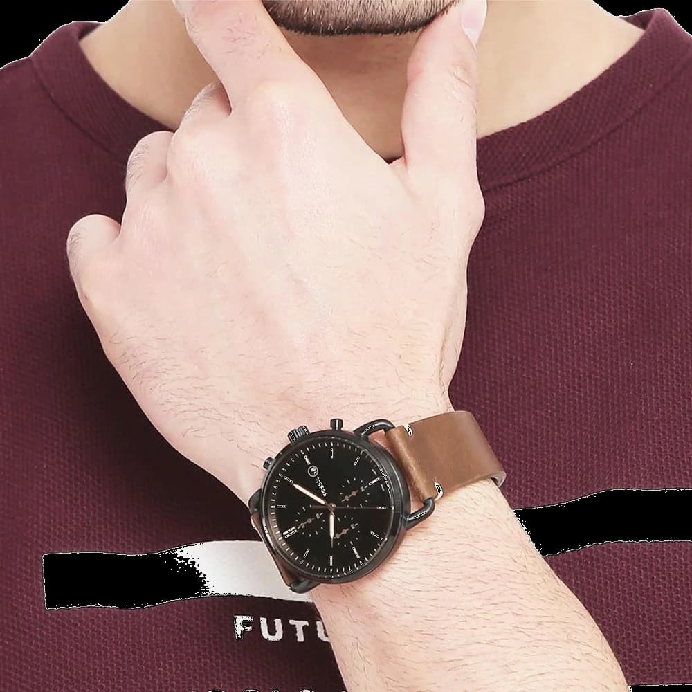 Montre Homme Fossil The Commuter FS5403 bracelet cuir marron vue 5
