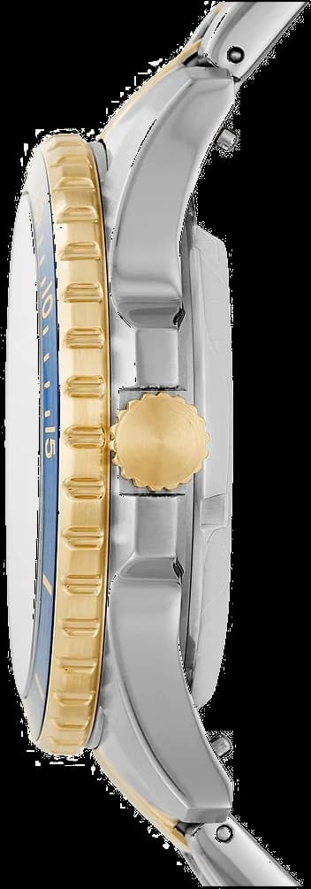 Gros plan sur le cadran bleu de la Fossil ME3191