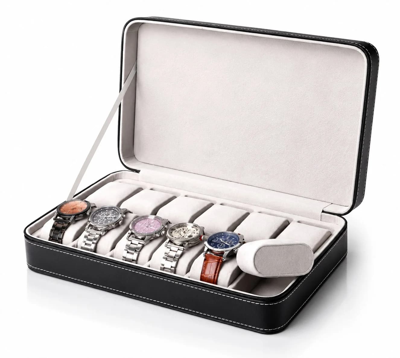 Gasmann 260520-17 montre, housse de rangement noire zippée 12 compartiments