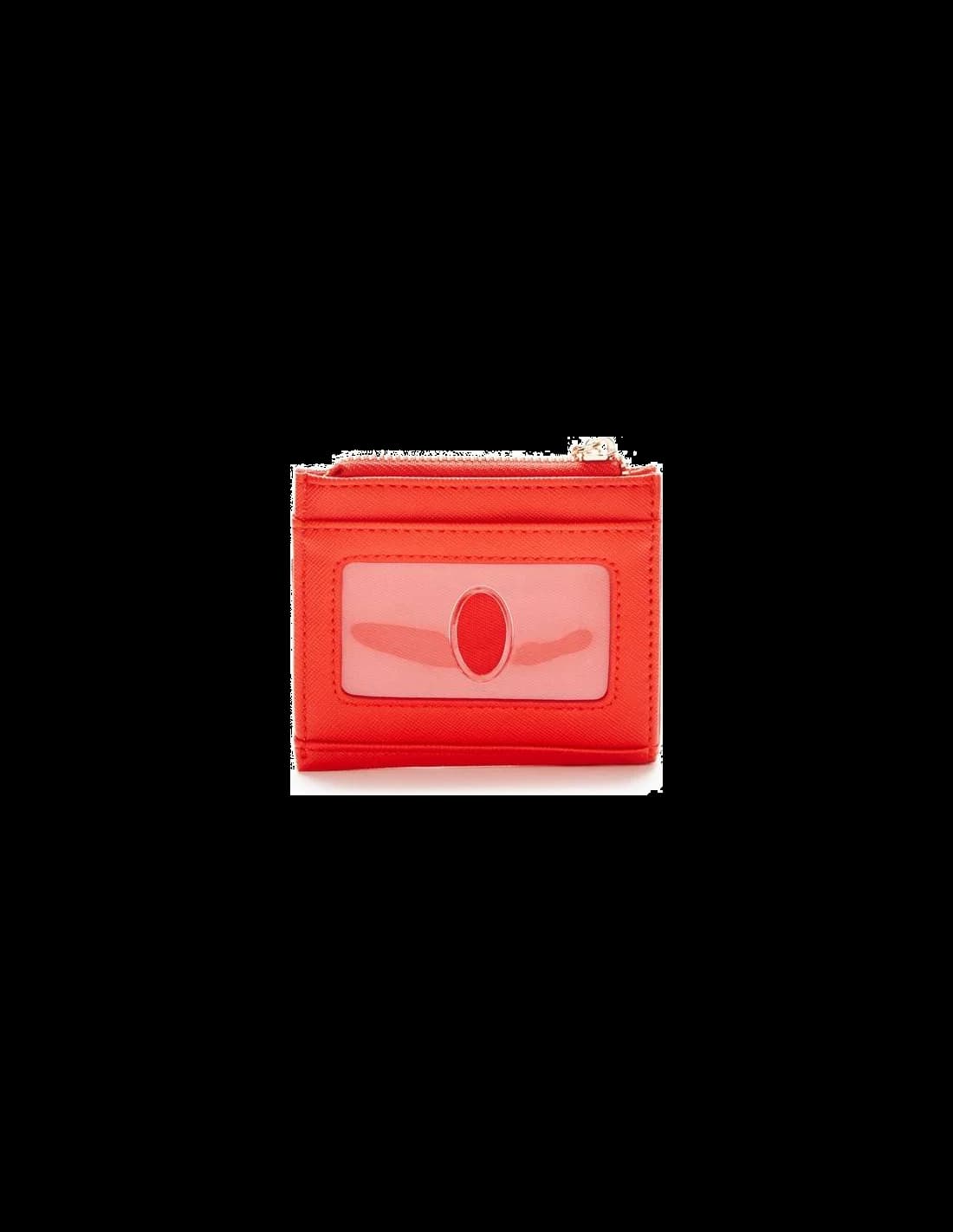 Portefeuille Guess rouge logo plaque métal triangle  vue 3