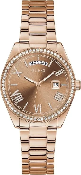 Guess GW0307L3 montre femme, au cadran or rose et bracelet acier