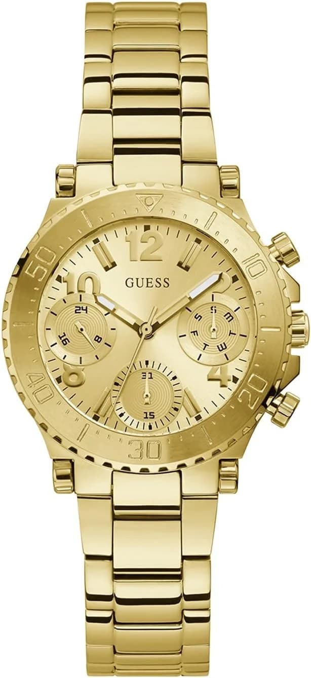 Guess GW0465L1 montre femme, au cadran doré et bracelet maillons en acier