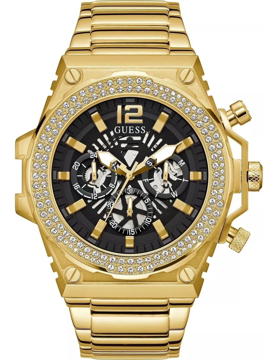 Guess GW0632G2 montre homme, cadran or, bracelet acier