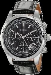 Guess W0500G2 Black Leather Strap Black Multi-Function Dial Men's Watch vue 3