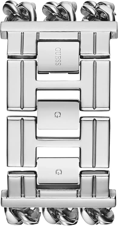 Gros plan sur le cadran argent de la Guess W1274L1