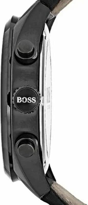 Gros plan sur le cadran noir de la Hugo Boss 1513474