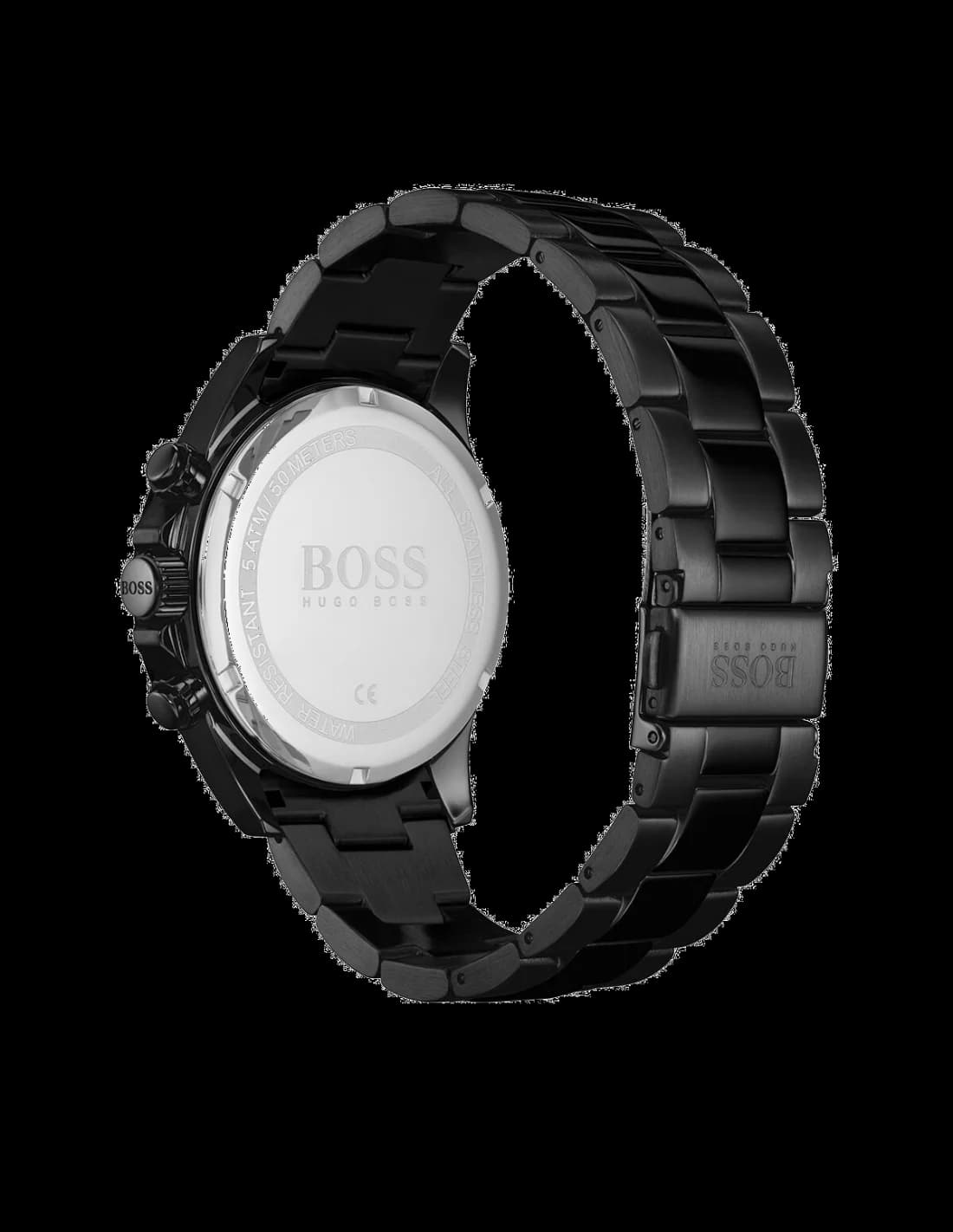 Gros plan sur le cadran noir de la Hugo Boss 1513754