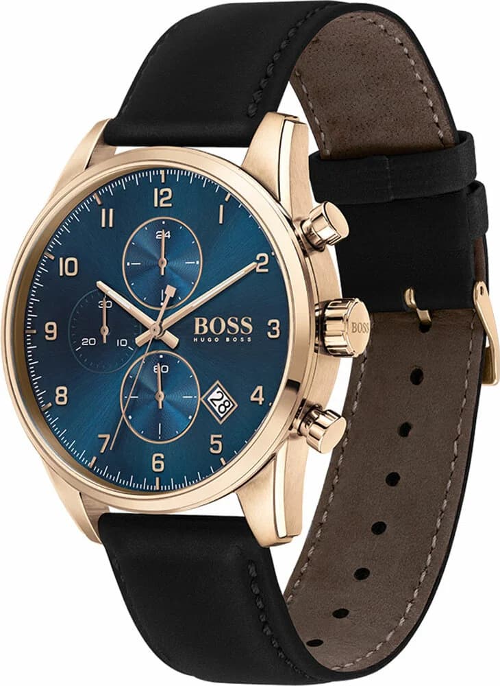 Gros plan sur le cadran bleu de la Hugo Boss 1513783