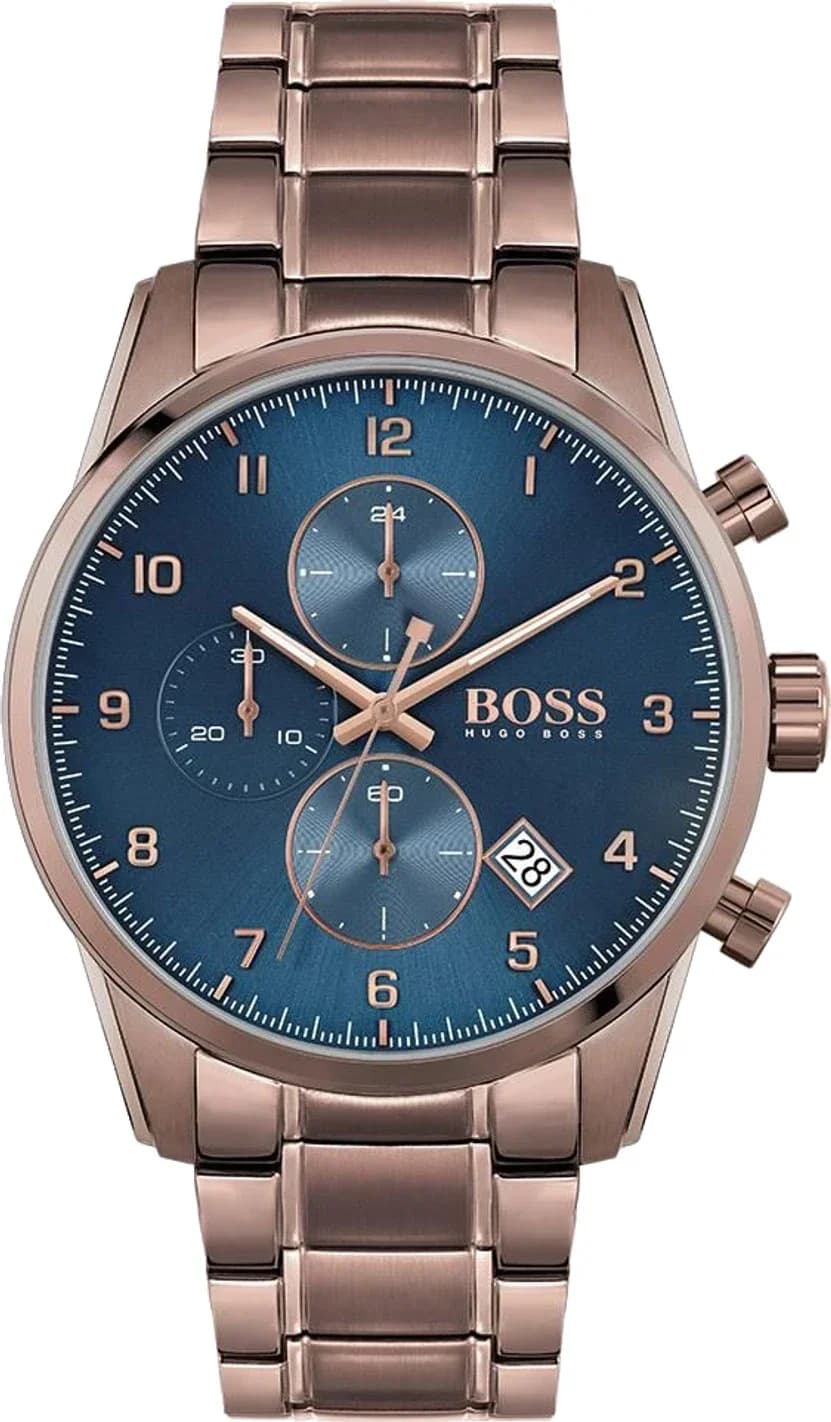 Hugo Boss 1513788 montre homme, cadran bleu, bracelet maillons acier