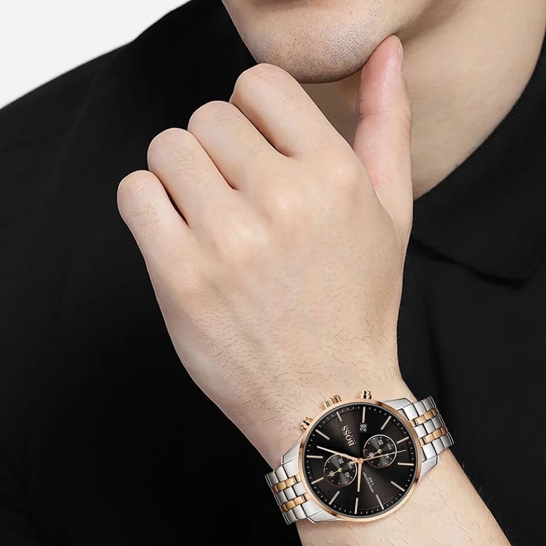 Montre Homme Hugo Boss Associate 1513840 chronographe bicolore vue 4