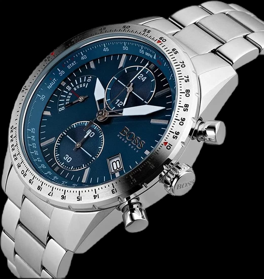 Gros plan sur le cadran bleu de la Hugo Boss 1513850