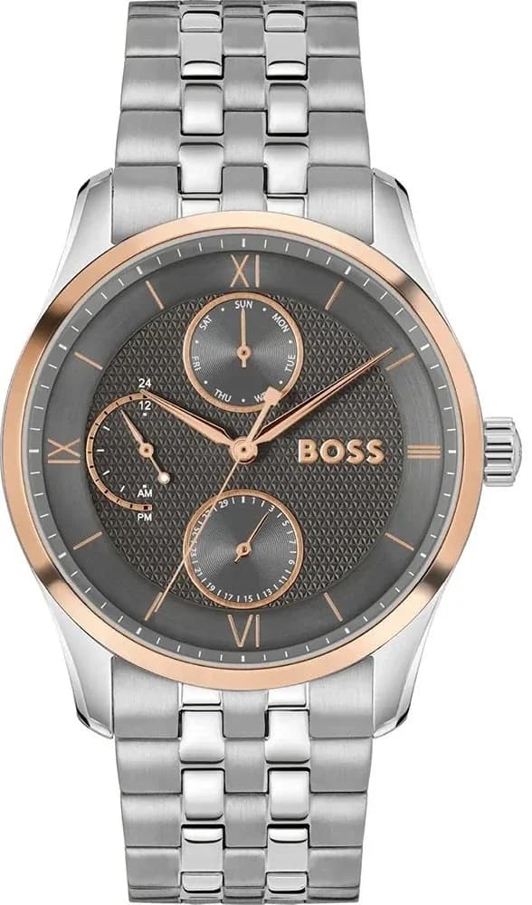 Hugo Boss 1514275 montre homme, cadran argent, bracelet maillons acier