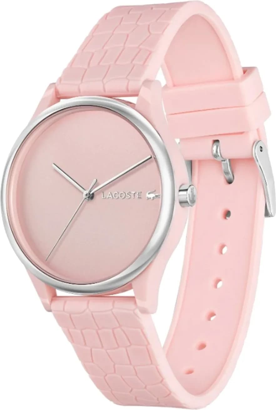 Gros plan sur le cadran rose de la Lacoste 2001248