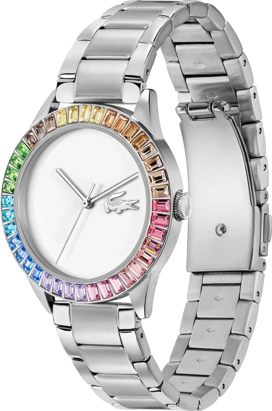 Lacoste 2001409 vue de côté, bracelet acier