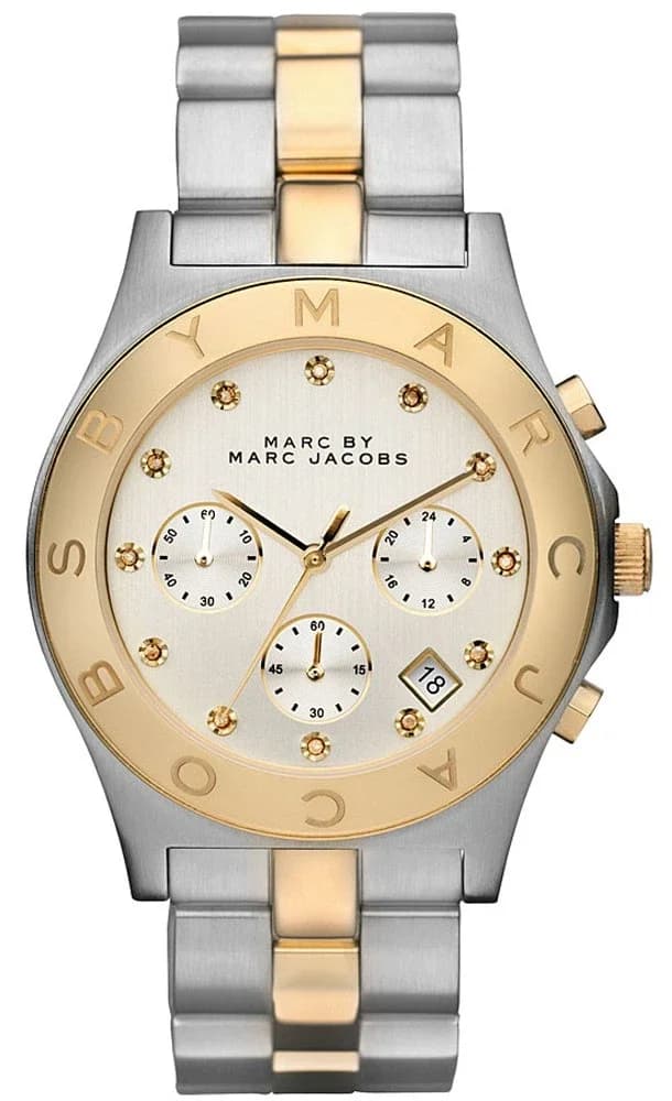 Marc Jacobs MBM3177 montre femme, cadran argenté sur bracelet acier bicolore