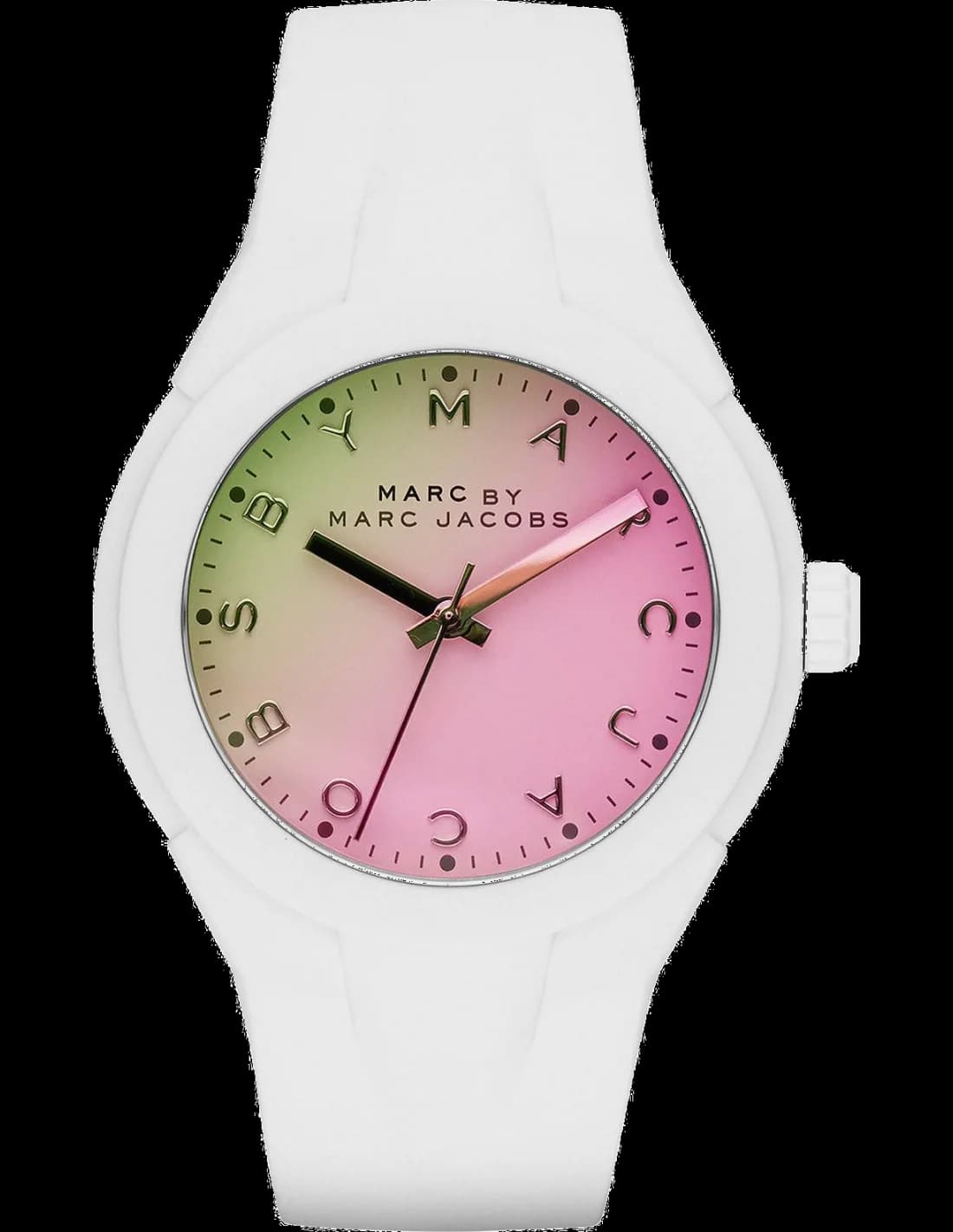 Marc Jacobs MBM5536 vue de côté, bracelet silicone