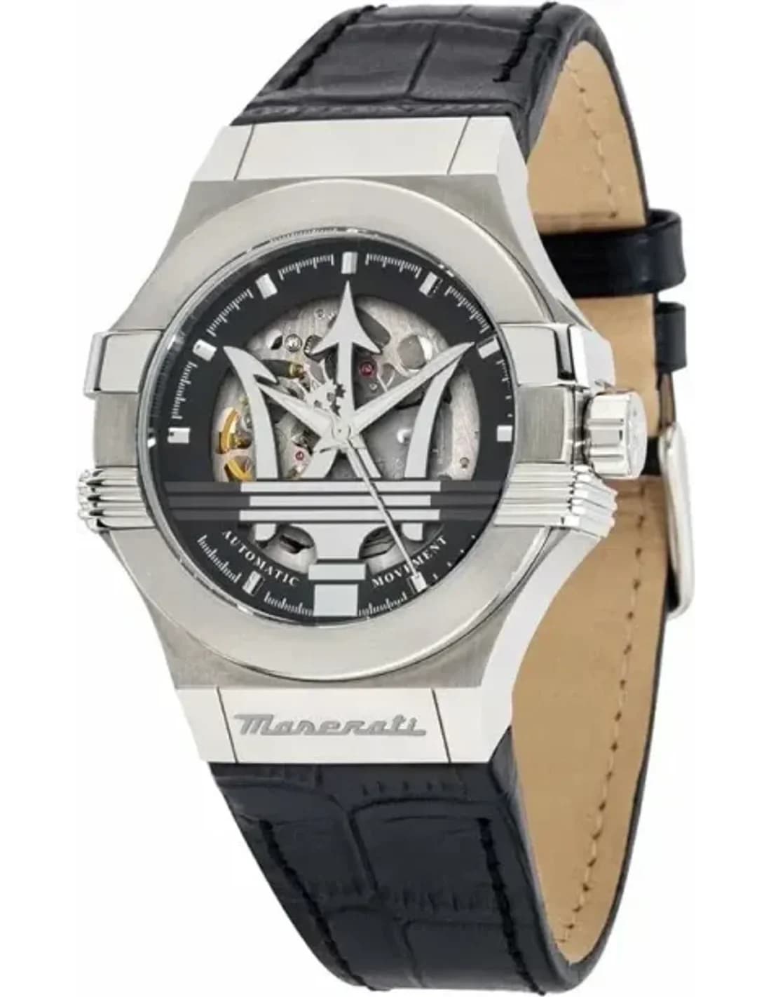 Montre Maserati R8821108001 homme cadran argent bracelet cuir