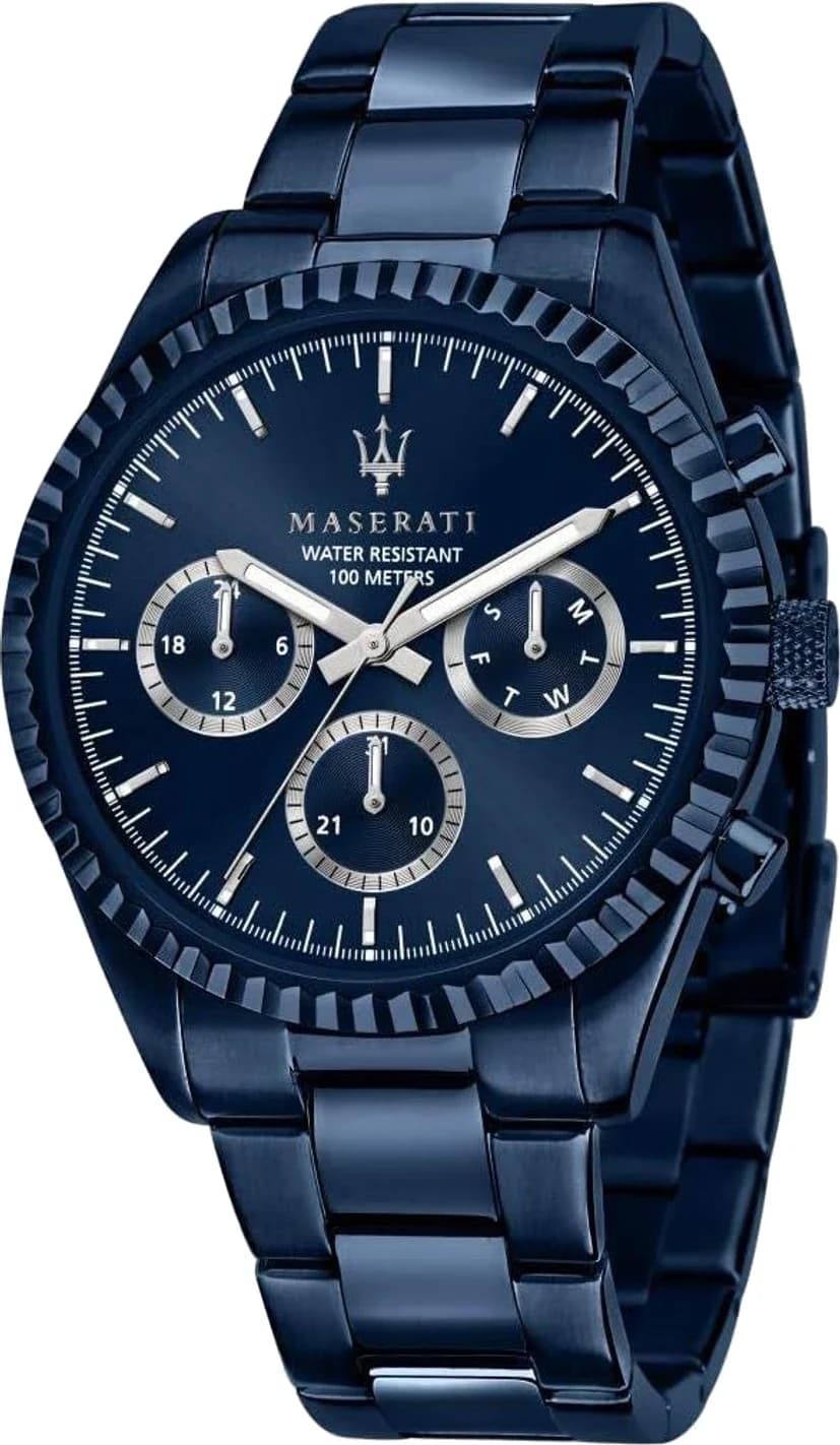 Maserati R8853100025 montre homme, avec cadran bleu et bracelet acier
